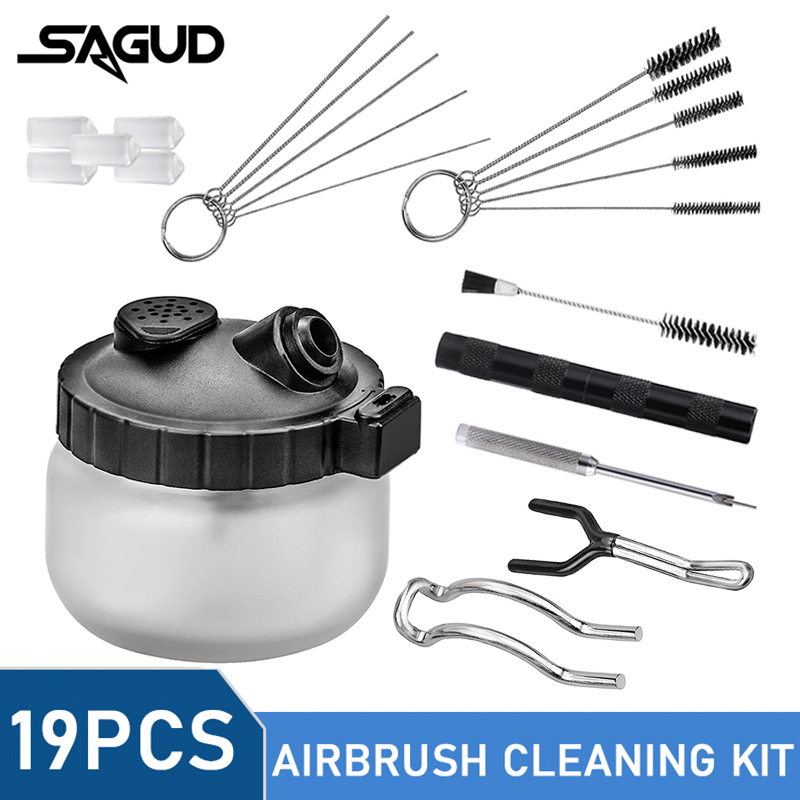 SAGUD 19PCS Airbrush Cleaning  - огляд і ціна Airbrush Kit With Mini Compressor