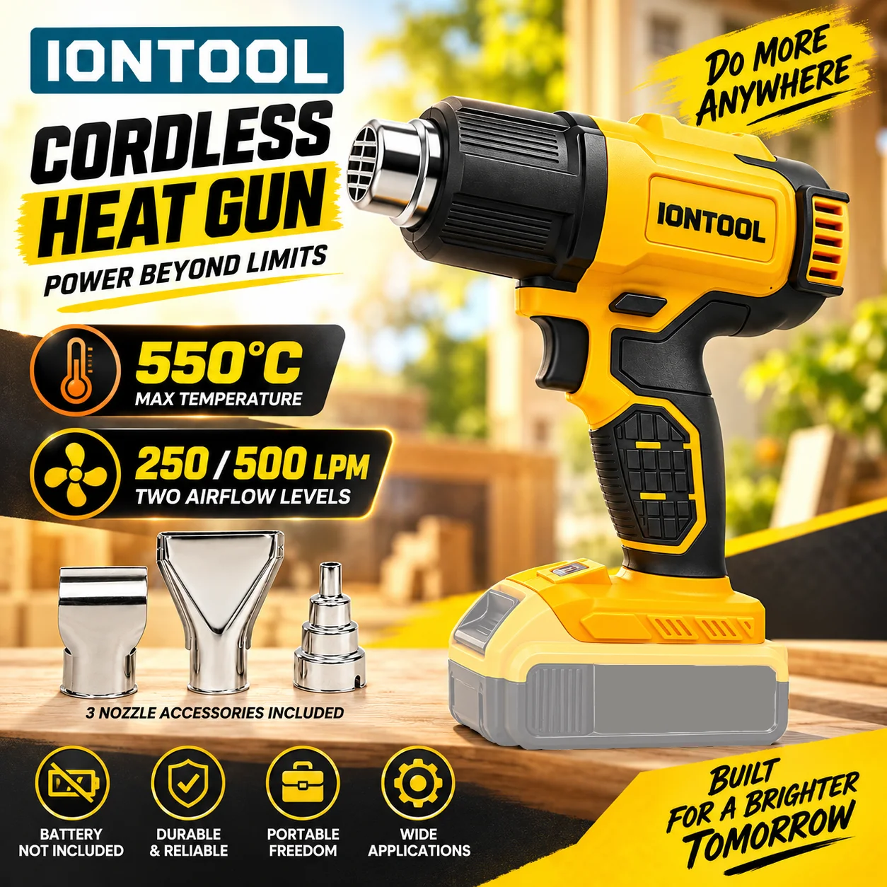 IONTOOL Yellow 550℃ Fast Heati - огляд і ціна Cordless Heat Gun For Shrink Tubing